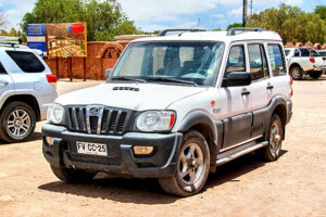 San Pedro de Atacama, Chile - November 15, 2015: Motor car Mahindra Scorpio is parked at the town street.